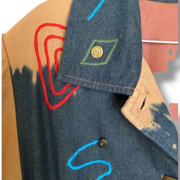 Vtg Stonebridge Womens Jacket‎ Sz XL Tan Black Buttons Decor Western Outdoors - Picture 6 of 14